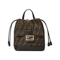 Replica Fendi FF Jacquard Fabric Drawstring Backpack 8BZ057 Coffee