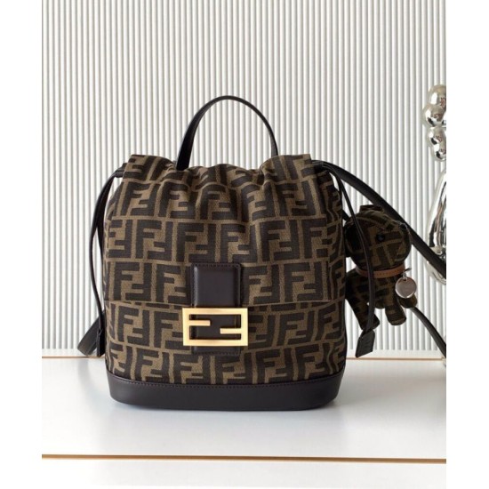 Replica Fendi FF Jacquard Fabric Drawstring Backpack 8BZ057 Coffee Replica Fendi FF Jacquard Fabric Drawstring Backpack 8BZ057 Coffee