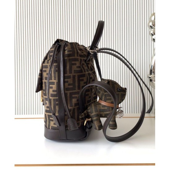 Replica Fendi FF Jacquard Fabric Drawstring Backpack 8BZ057 Coffee Replica Fendi FF Jacquard Fabric Drawstring Backpack 8BZ057 Coffee