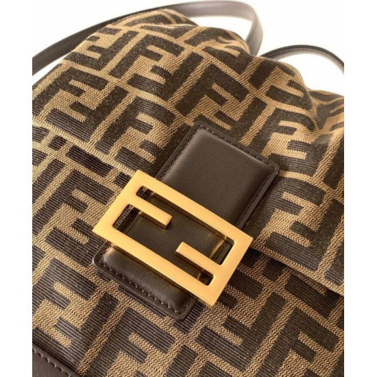 Replica Fendi FF Jacquard Fabric Drawstring Backpack 8BZ057 Coffee Replica Fendi FF Jacquard Fabric Drawstring Backpack 8BZ057 Coffee