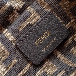 Replica Fendi FF Jacquard Fabric Drawstring Backpack 8BZ057 Coffee