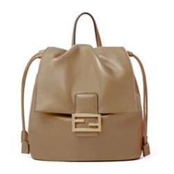 Replica Fendi Cappuccino Vintage Women Drawstring Backpack Apricot
