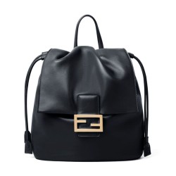 Replica Fendi Cappuccino Vintage Women Drawstring Backpack Black