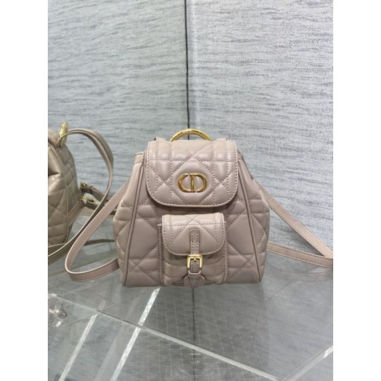 Replica Dior Caro Small Backpack in Beige Macrocannage Lambskin