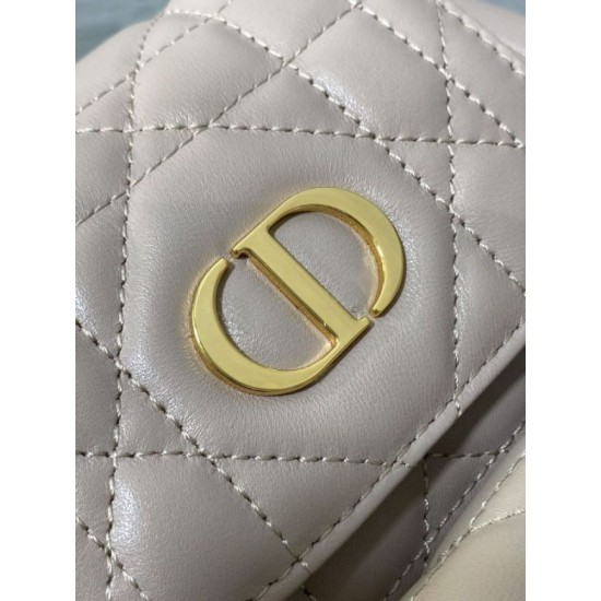 Replica Dior Caro Small Backpack in Beige Macrocannage Lambskin