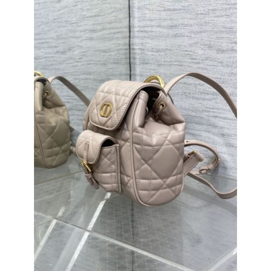 Replica Dior Caro Small Backpack in Beige Macrocannage Lambskin