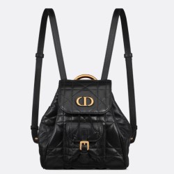 Replica Dior Caro Small Backpack in Black Macrocannage Lambskin