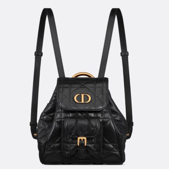 Replica Dior Caro Small Backpack in Black Macrocannage Lambskin Replica Dior Caro Small Backpack in Black Macrocannage Lambskin