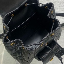 Replica Dior Caro Small Backpack in Black Macrocannage Lambskin