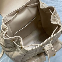 Replica Dior Caro Medium Backpack in Beige Macrocannage Lambskin