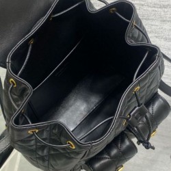 Replica Dior Caro Medium Backpack in Black Macrocannage Lambskin