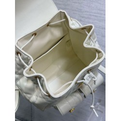 Fake Dior Caro Medium Backpack in White Macrocannage Lambskin Replica