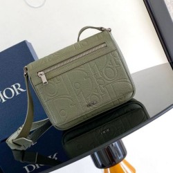 Replica Dior Men's Messenger Bag with Flap in Khaki Gravity Leather