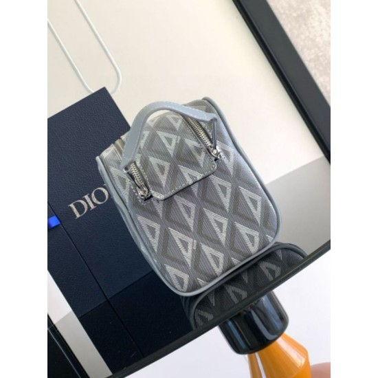Replica Dior Toiletry Bag in Grey CD Diamond Canvas Replica Dior Toiletry Bag in Grey CD Diamond Canvas