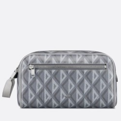 Replica Dior Toiletry Bag in Grey CD Diamond Canvas