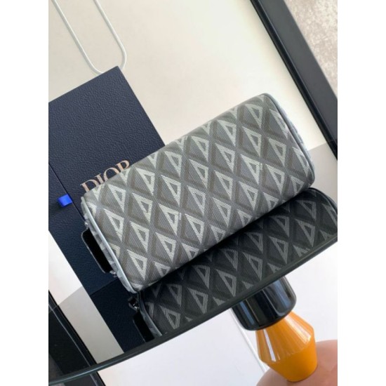Replica Dior Toiletry Bag in Grey CD Diamond Canvas Replica Dior Toiletry Bag in Grey CD Diamond Canvas