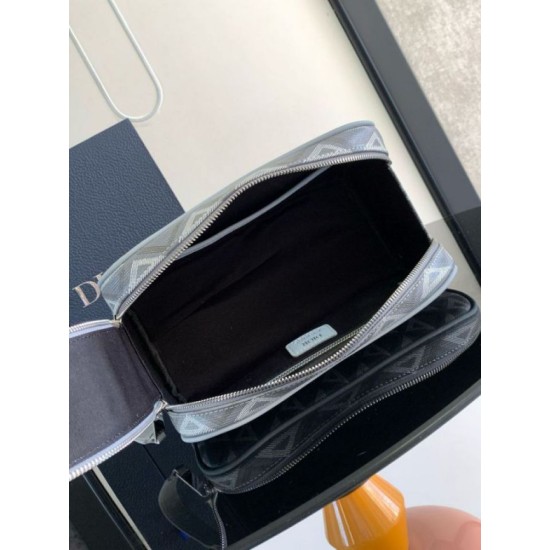 Replica Dior Toiletry Bag in Grey CD Diamond Canvas Replica Dior Toiletry Bag in Grey CD Diamond Canvas