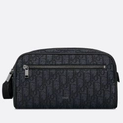 Replica Dior Toiletry Bag in Dior Black Oblique Jacquard