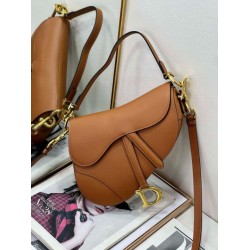 Replica Dior Saddle Bag with Strap in Brown Grained Calfskin Replica Dior Saddle Bag with Strap in Brown Grained Calfskin