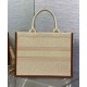 Replica Dior Small/Medium Book Tote Bag with Strap Oblique Embroidered Raffia Beige