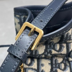 Replica Dior 30 Montaigne Mini Bucket Bag with Drawstring Dark Blue