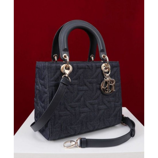 Replica Dior Medium Lady Dior Bag Dark Blue Replica Dior Medium Lady Dior Bag Dark Blue