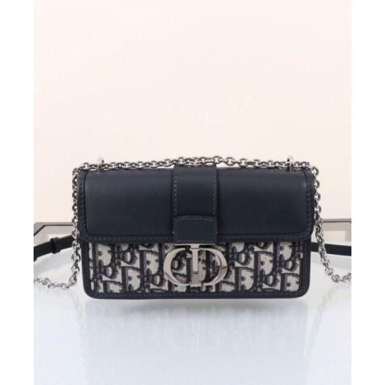 Replica Dior 30 Montaigne East-West Bag with Chain Dark Blue Replica Dior 30 Montaigne East-West Bag with Chain Dark Blue
