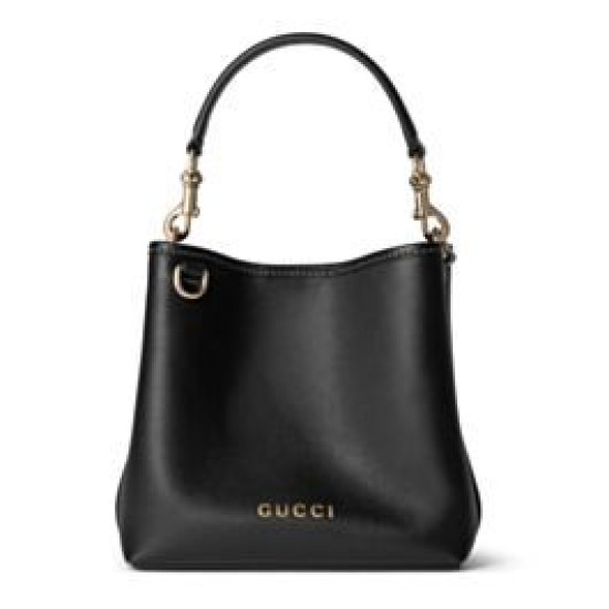 Fake Gucci GG Emblem Mini Bucket Bag 815118 Black Replica Replica Gucci GG Emblem Mini Bucket Bag 815118 Black