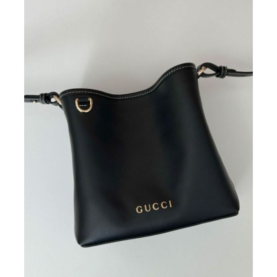 Fake Gucci GG Emblem Mini Bucket Bag 815118 Black Replica Replica Gucci GG Emblem Mini Bucket Bag 815118 Black
