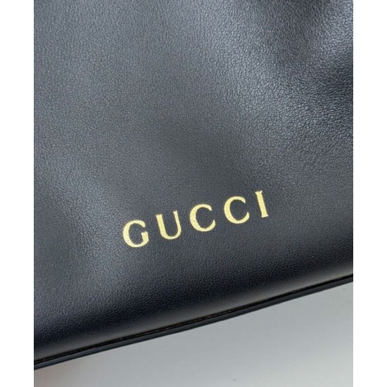 Fake Gucci GG Emblem Mini Bucket Bag 815118 Black Replica Replica Gucci GG Emblem Mini Bucket Bag 815118 Black