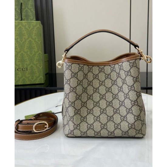Replica Gucci GG Emblem Mini Bucket Bag 815118 Coffee Fake Gucci GG Emblem Mini Bucket Bag 815118 Coffee Replica