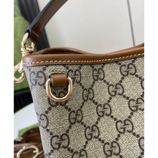 Replica Gucci GG Emblem Mini Bucket Bag 815118 Coffee Fake Gucci GG Emblem Mini Bucket Bag 815118 Coffee Replica