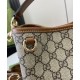 Replica Gucci GG Emblem Mini Bucket Bag 815118 Coffee Fake Gucci GG Emblem Mini Bucket Bag 815118 Coffee Replica