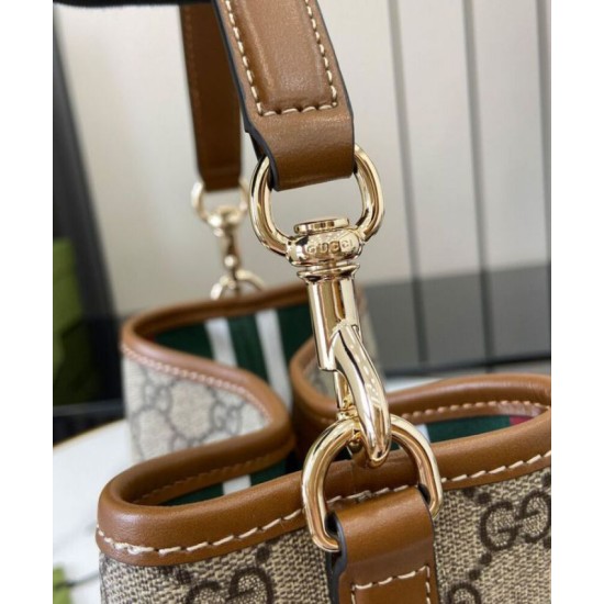 Replica Gucci GG Emblem Mini Bucket Bag 815118 Coffee Fake Gucci GG Emblem Mini Bucket Bag 815118 Coffee Replica