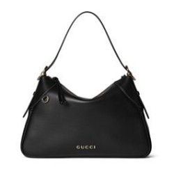 Fake Gucci GG Emblem Medium Shoulder Bag 815217 Black Replica