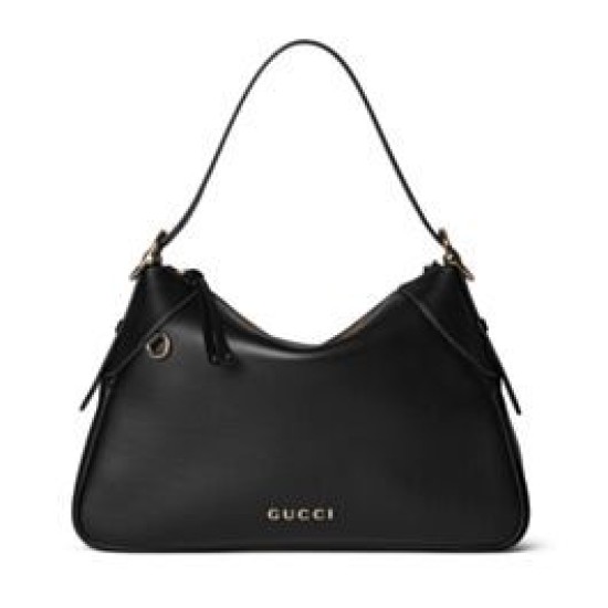 Fake Gucci GG Emblem Medium Shoulder Bag 815217 Black Replica