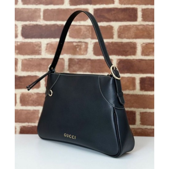 Fake Gucci GG Emblem Medium Shoulder Bag 815217 Black Replica