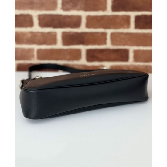 Fake Gucci GG Emblem Medium Shoulder Bag 815217 Black Replica