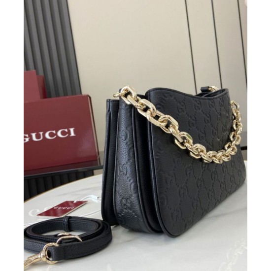 Replica Gucci GG Emblem Small Shoulder Bag 815263 Black