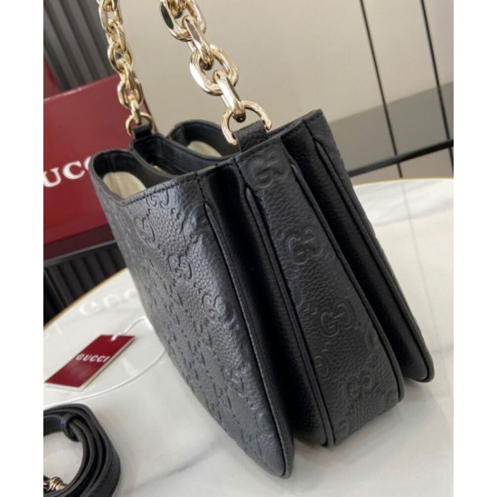 Replica Gucci GG Emblem Small Shoulder Bag 815263 Black