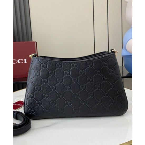 Replica Gucci GG Emblem Small Shoulder Bag 815263 Black
