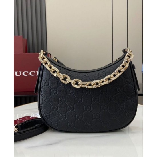 Replica Gucci GG Emblem Small Shoulder Bag 815409 Black