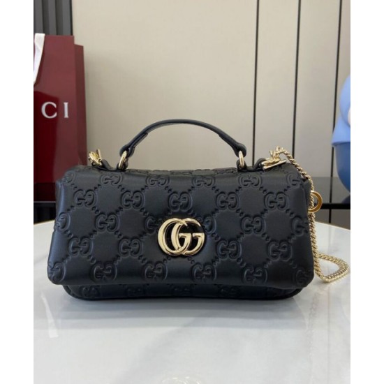 Fake Gucci GG Milano Mini Top Handle Bag 806017 Black Replica Fake Gucci GG Milano Mini Top Handle Bag 806017 Black Replica