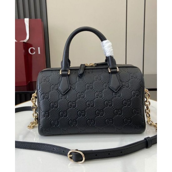 Replica Gucci GG Emblem Small Top Handle Bag 815255 Black