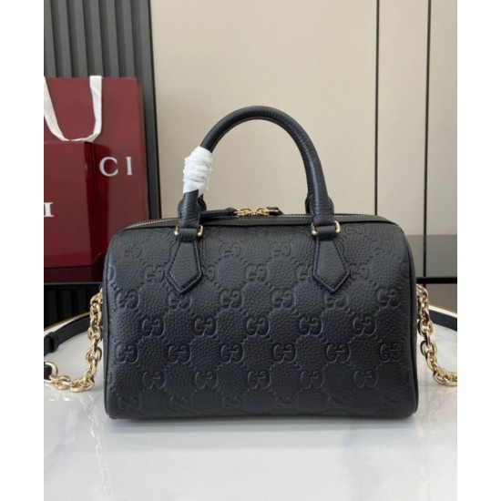 Replica Gucci GG Emblem Small Top Handle Bag 815255 Black