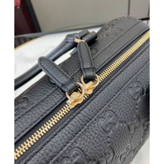 Replica Gucci GG Emblem Small Top Handle Bag 815255 Black