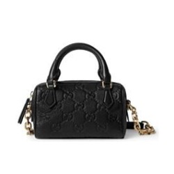 Replica Gucci GG Emblem Super Mini Top Handle Bag 815256 Black