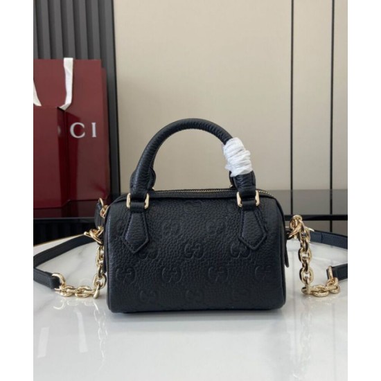 Replica Gucci GG Emblem Super Mini Top Handle Bag 815256 Black Replica Gucci GG Emblem Super Mini Top Handle Bag 815256 Black