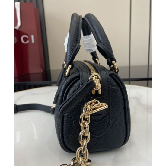 Replica Gucci GG Emblem Super Mini Top Handle Bag 815256 Black Replica Gucci GG Emblem Super Mini Top Handle Bag 815256 Black
