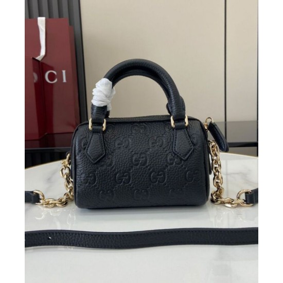 Replica Gucci GG Emblem Super Mini Top Handle Bag 815256 Black Replica Gucci GG Emblem Super Mini Top Handle Bag 815256 Black